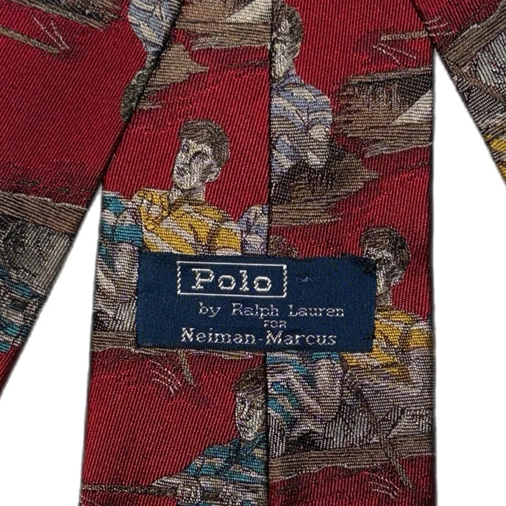 Polo‎ Ralph Lauren x Neiman Marcus - Vintage Nautical Red Rowing Crew Silk Tie